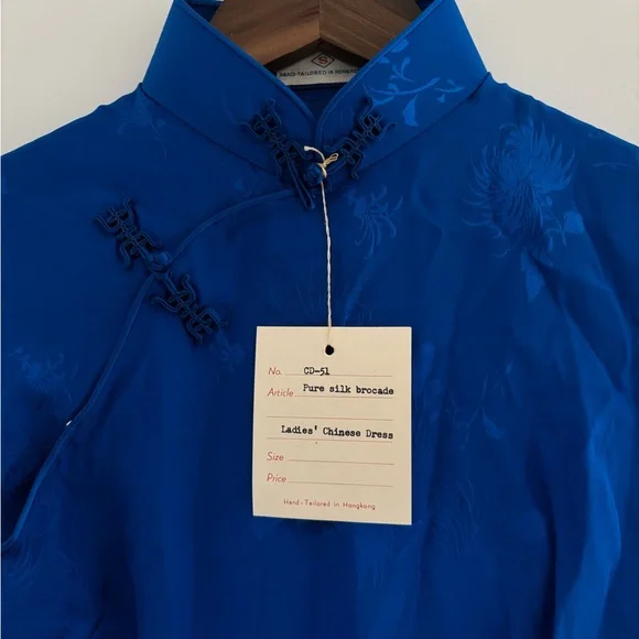 60s Vintage Chinese Qipao silk dress NWT handmade in Hong Kong - Picture 6 of 9